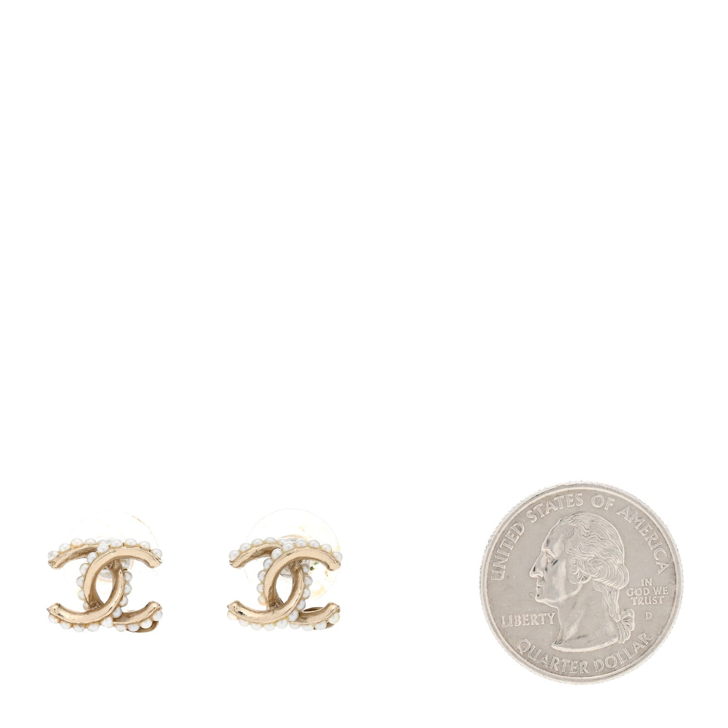 Pearl Twisted CC Earrings Light Gold White