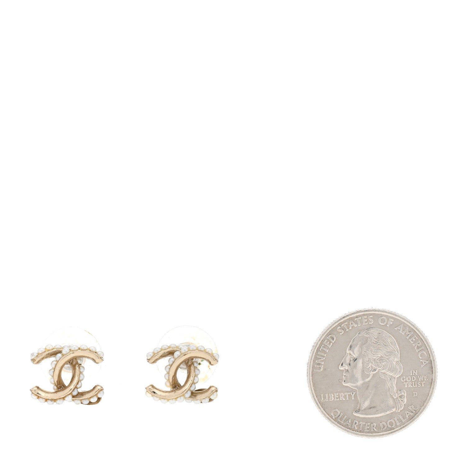 Chanel Pearl Twisted CC Earrings Light Gold White 2 of 5