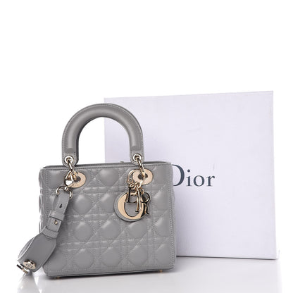 Christian Dior Lambskin Cannage Small My Lady Dior Gris 9 of 9