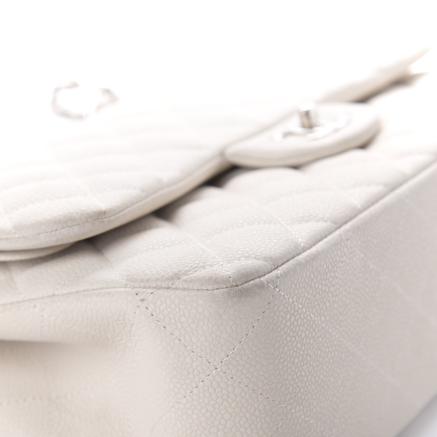 Chanel Caviar Quilted Jumbo Double Flap White 13 of 14