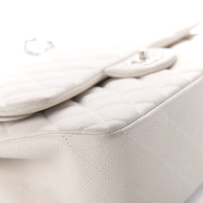 Chanel Caviar Quilted Jumbo Double Flap White 13 of 14