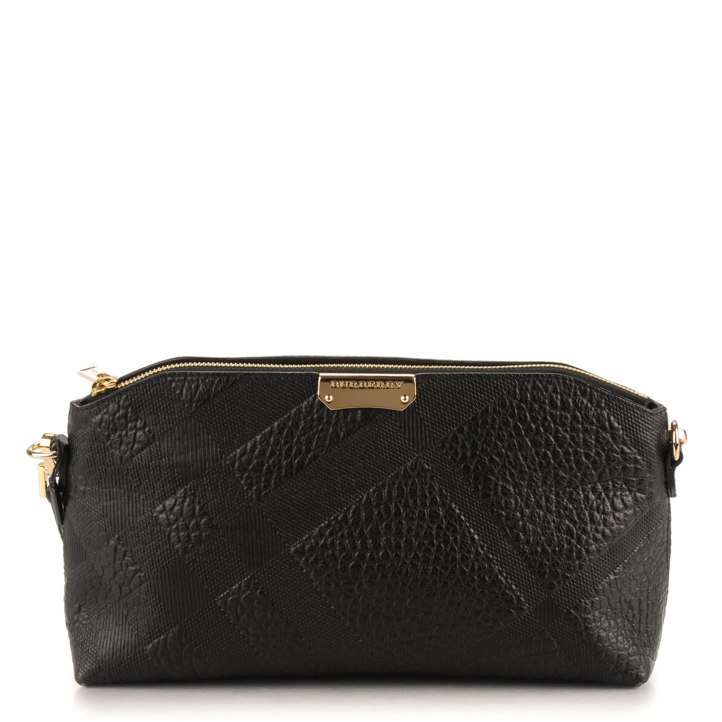 Signature Grain Calfskin Check Embossed Small Chichester Crossbody Clutch Bag Black
