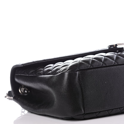 Saint Laurent Calfskin Mixed Matelasse Triquilt Large Monogram Satchel Black 9 of 11