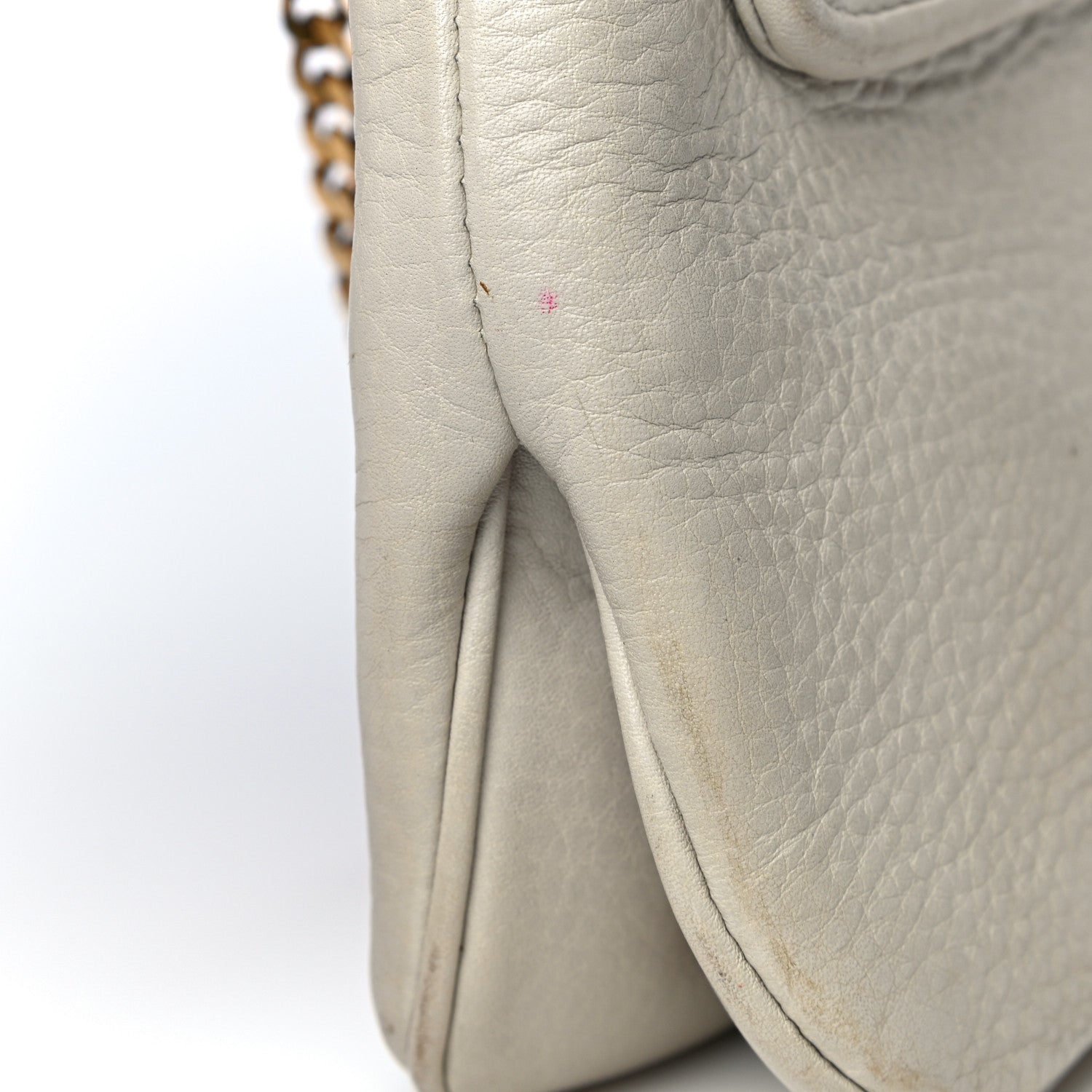 Gucci Pebbled Calfskin Small 1973 Chain Shoulder Bag Off White 21 of 21