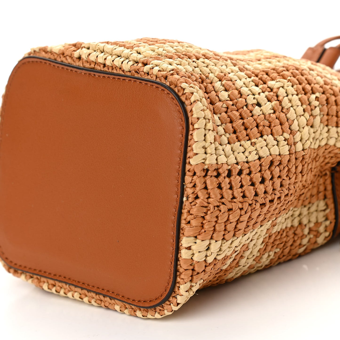 Raffia Vitello Seta F is Fendi FF Woven Mini Mon Tresor Bucket Bag Brick Natural