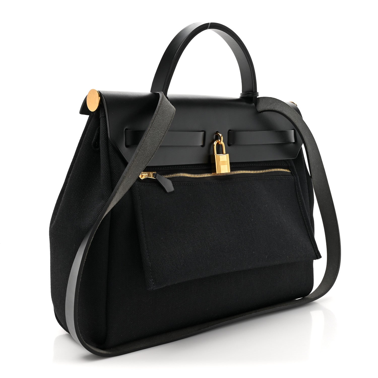 Hermes Military Toile Vache Hunter Herbag Zip PM 31 Black 4 of 12