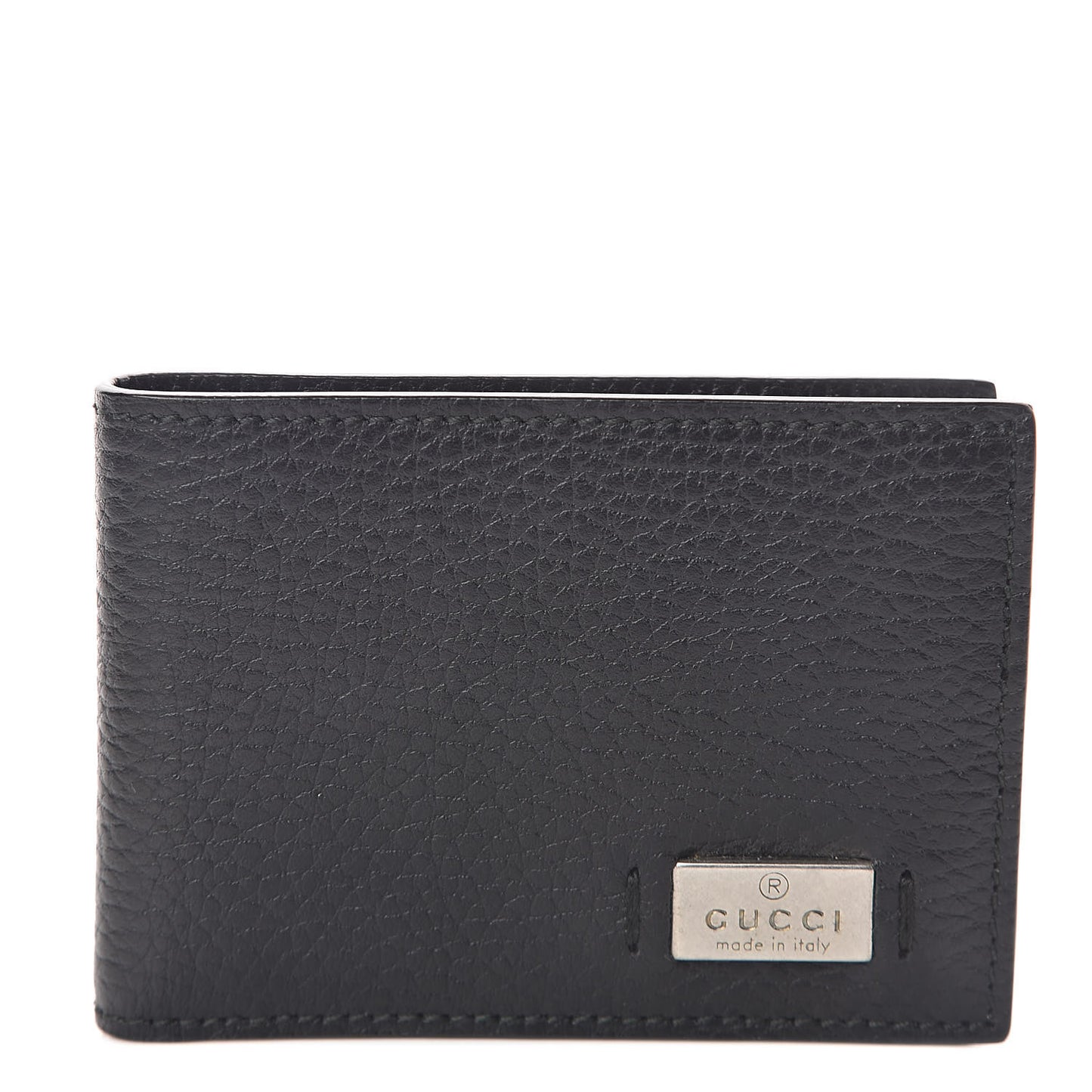 Pebbled Calfskin Bi-Fold Wallet Black