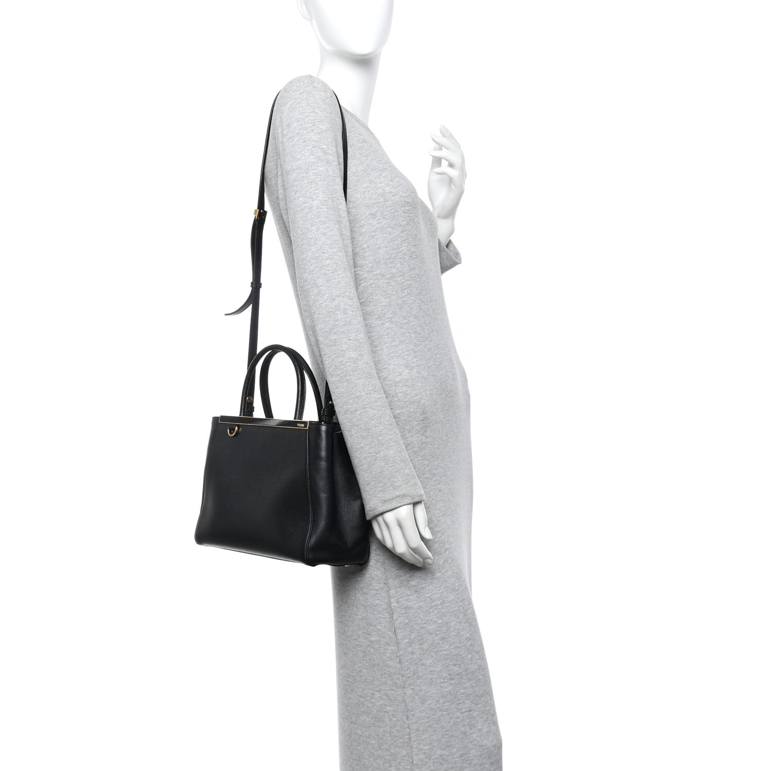 Fendi Vitello Dolce Century Petite 2Jours Tote Black 2 of 11