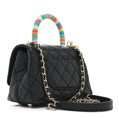 Chanel Goatskin Quilted Rainbow Extra Mini Coco Handle Flap Black 3 of 10