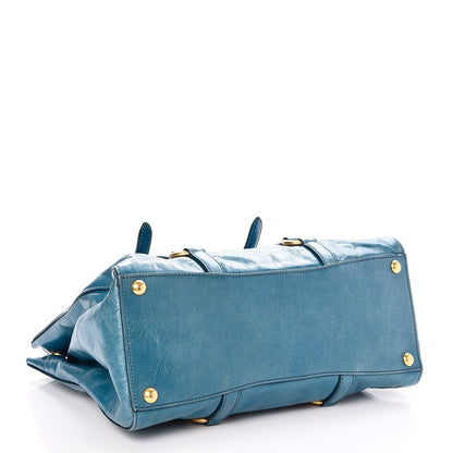 Miu Miu Vitello Shine Tote Ocean 5 of 9