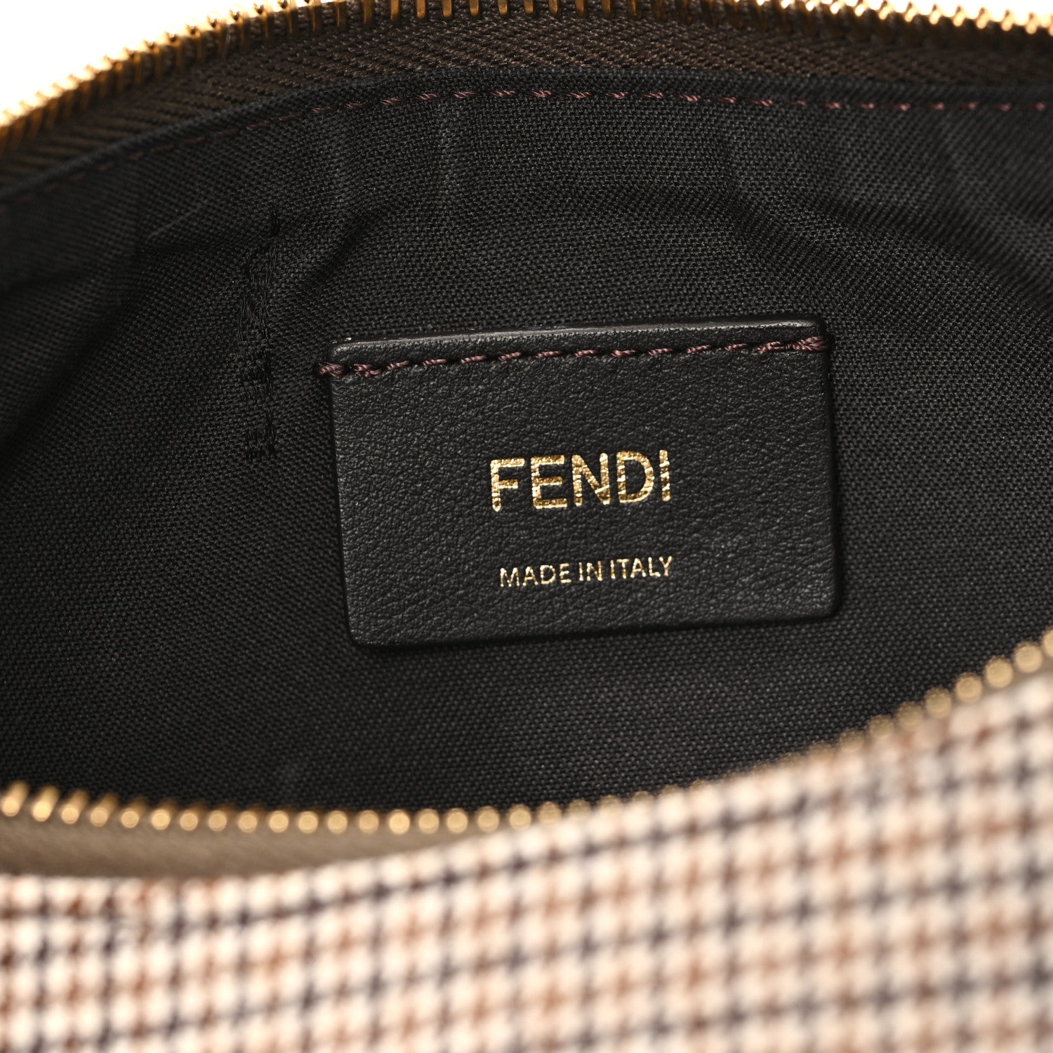 Fendi Wool Vitello Grace Small Houndstooth Small Fendigraphy Hobo Bag Beige Ebano 6 of 12