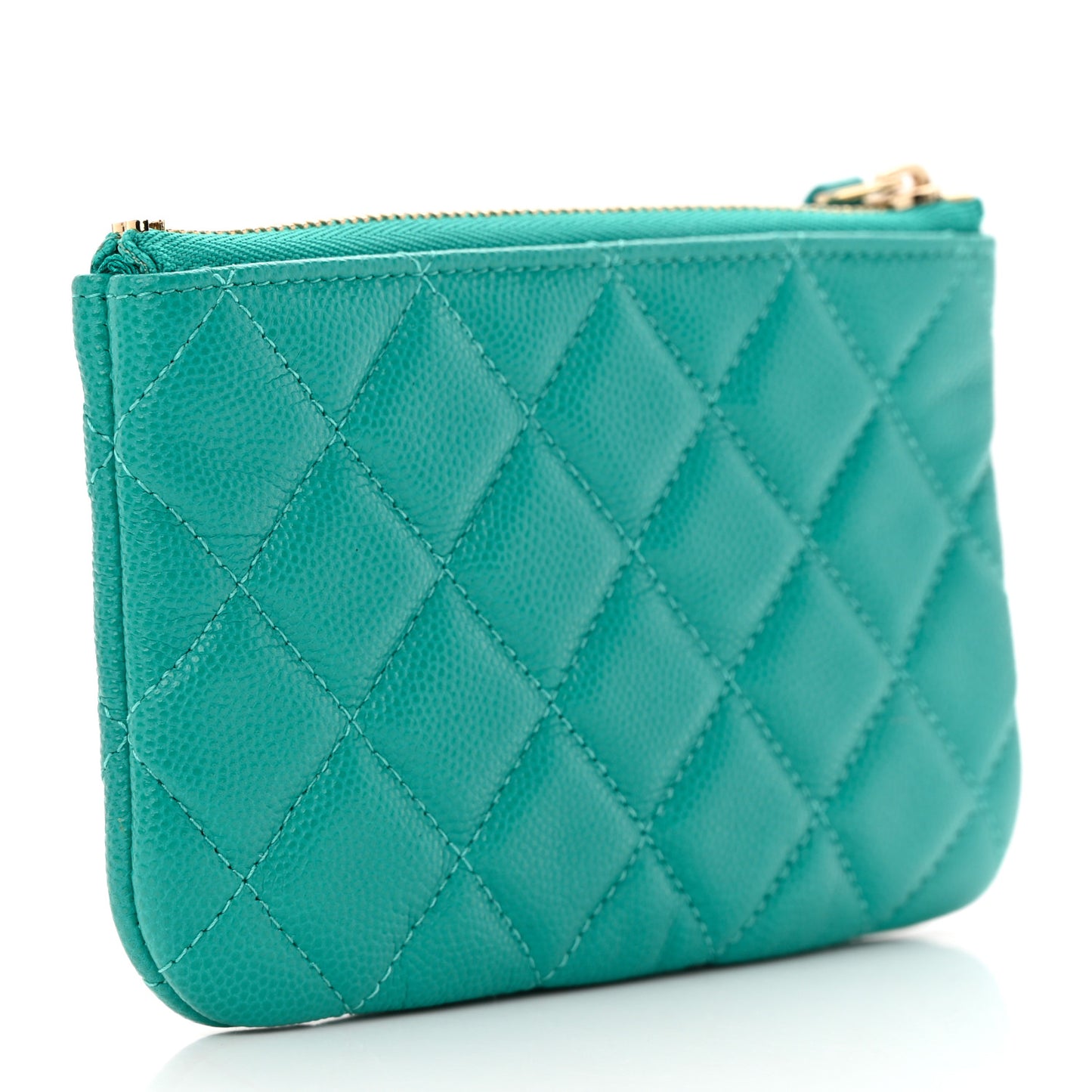 Caviar Quilted Small Cosmetic Case Turquoise