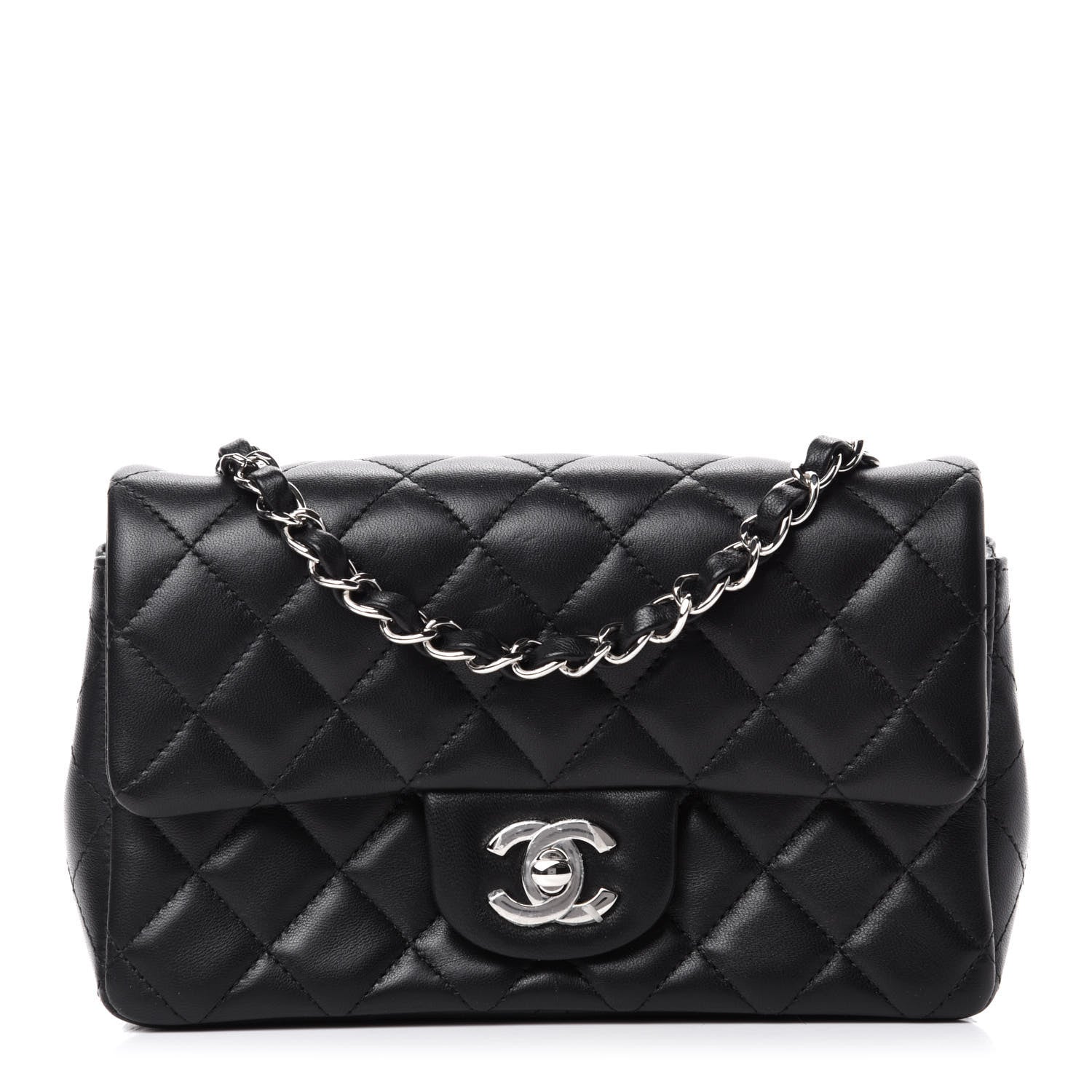Chanel Lambskin Quilted Mini Rectangular Flap Black 1 of 13