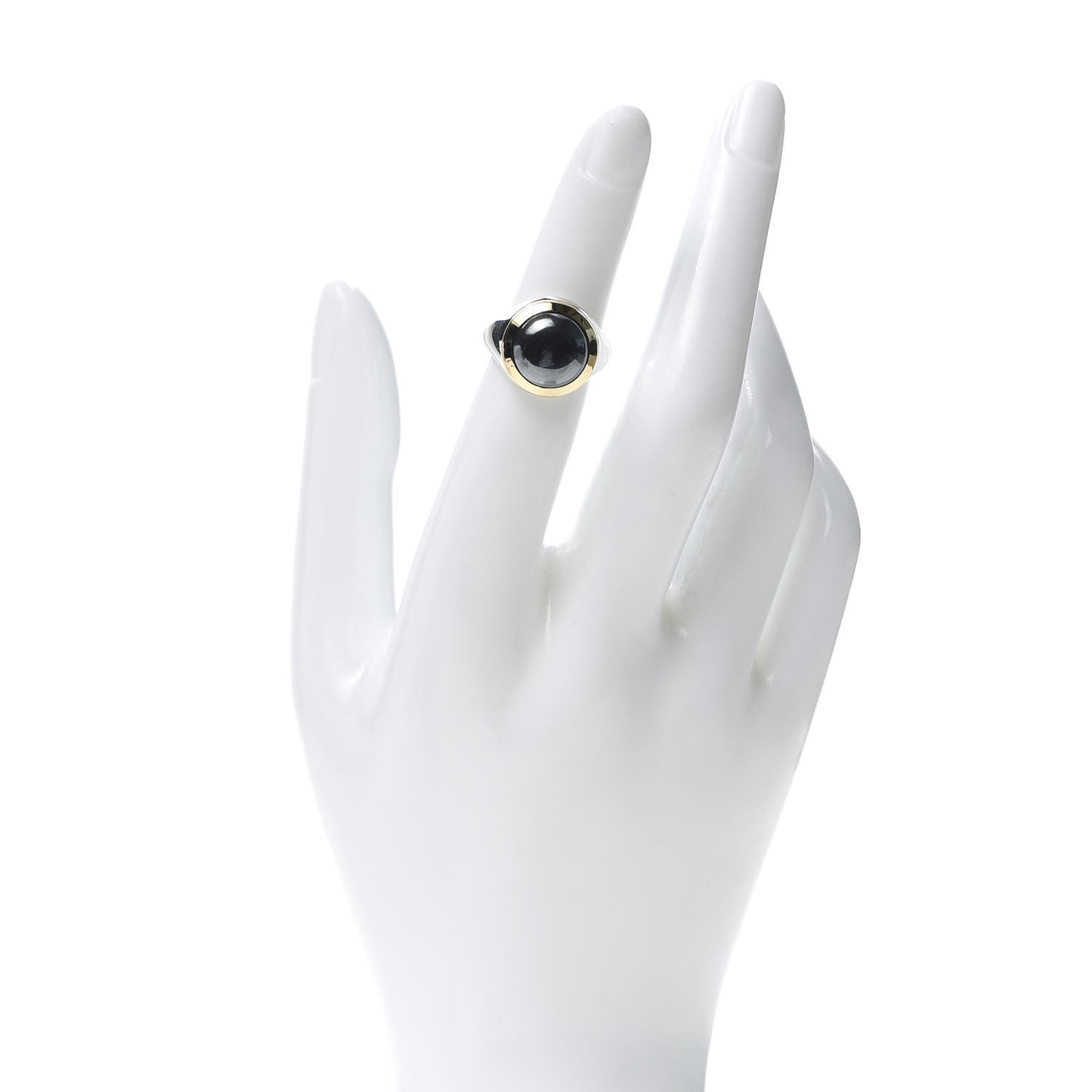 Sterling Silver 18K Yellow Gold Hematite Ring 48 4.5
