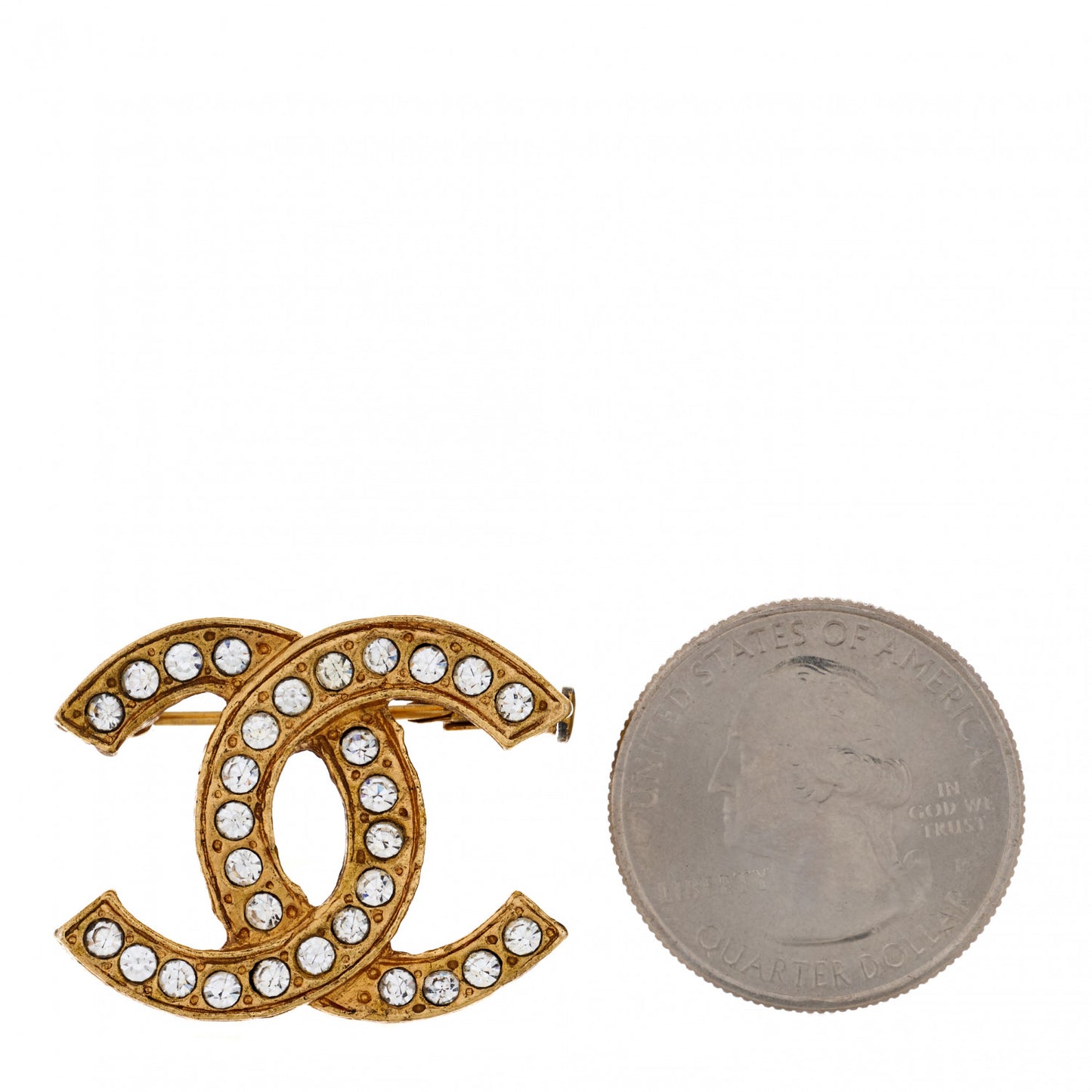 Crystal CC Brooch Gold