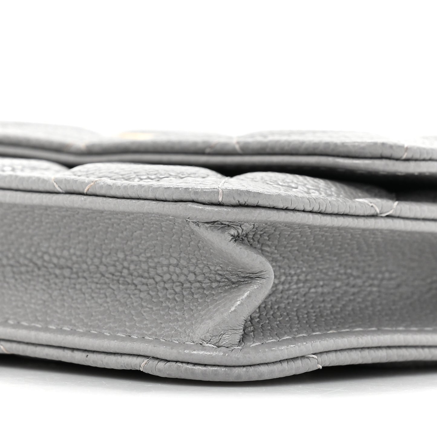 Caviar Quilted Miss Coco Clutch With Chain Grey
