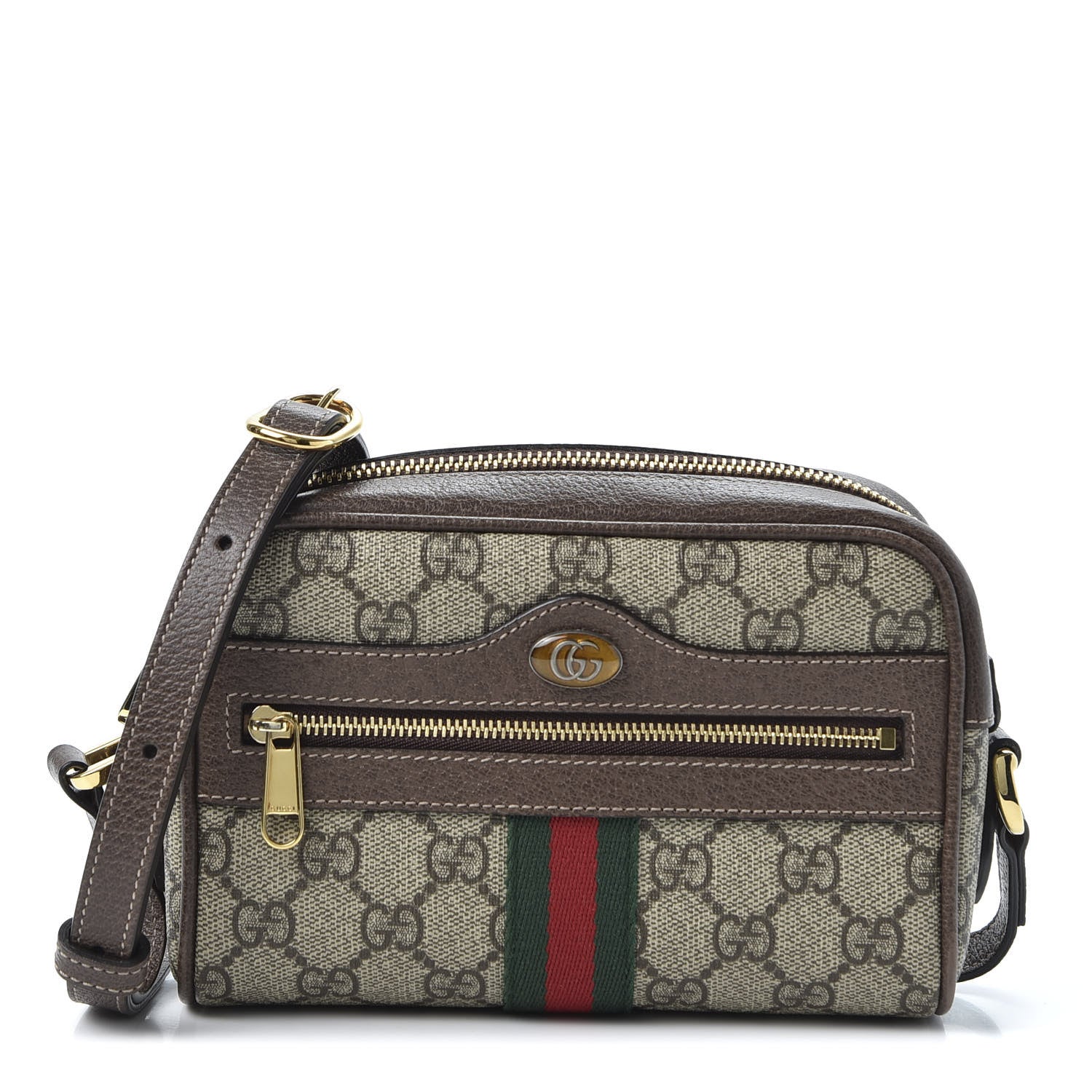 Gucci GG Supreme Monogram Web Mini Ophidia Shoulder Bag Brown 1 of 10