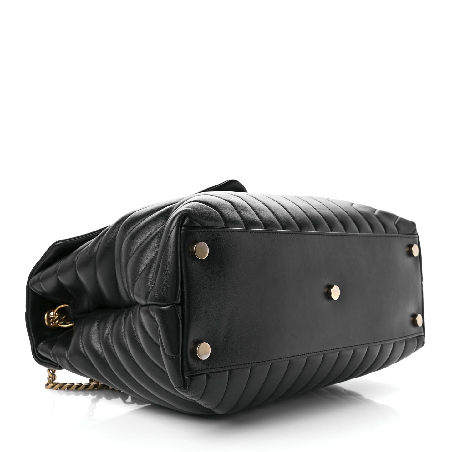 Calfskin Y Quilted Monogram Large Loulou Chain Satchel Black