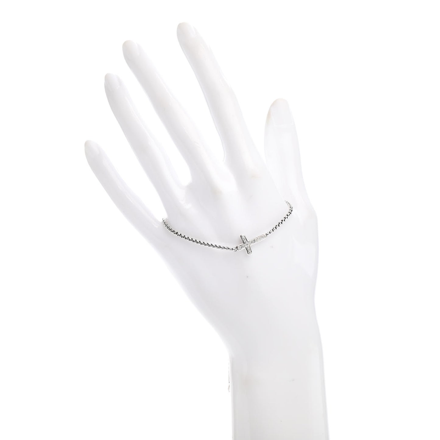 Sterling Silver Diamond Petite Pave Cross Bracelet
