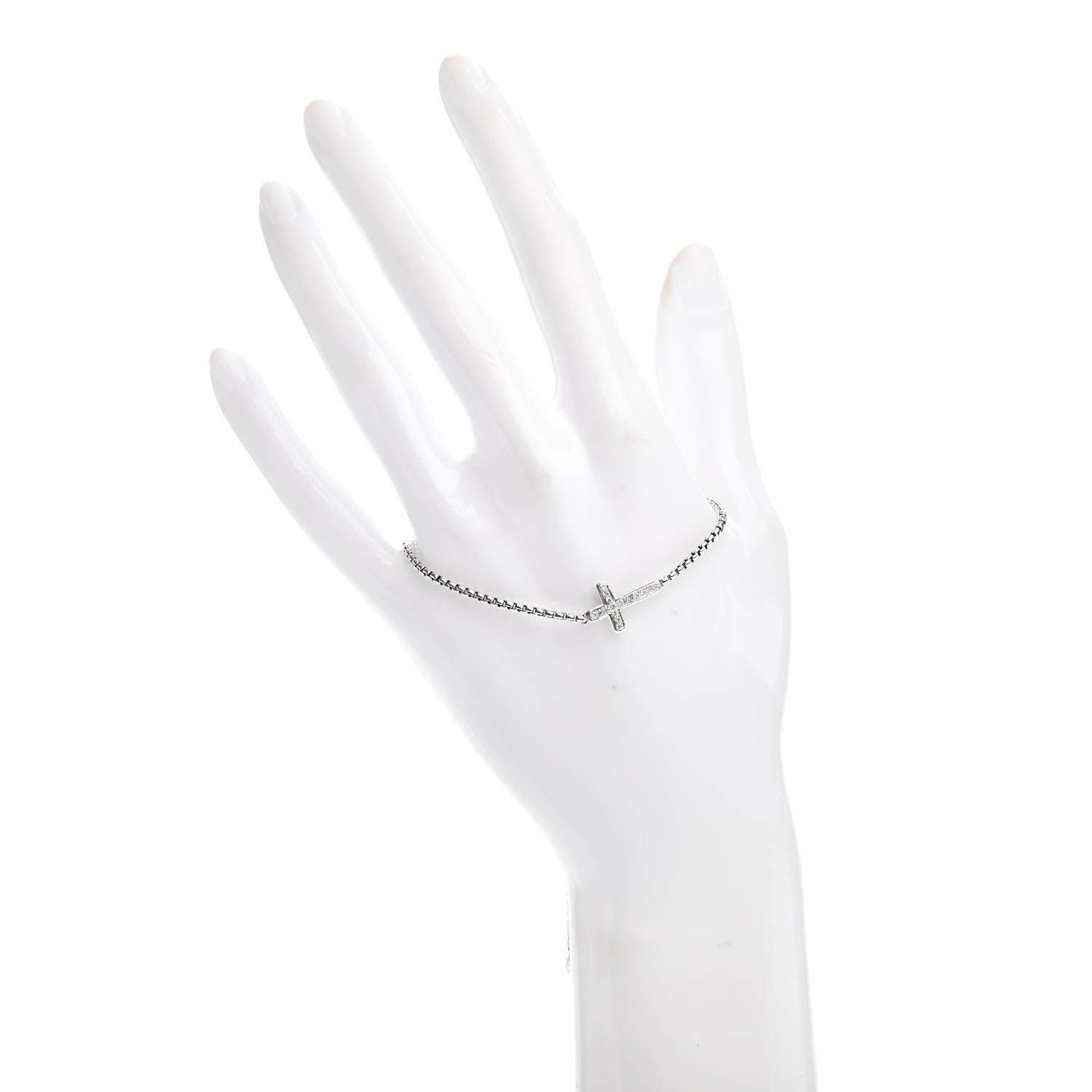 David Yurman Sterling Silver Diamond Petite Pave Cross Bracelet 2 of 4