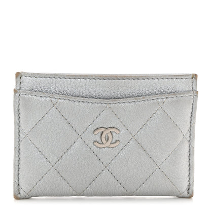 Chanel Metallic Lambskin Quilted Card Holder Silver 1 of 13