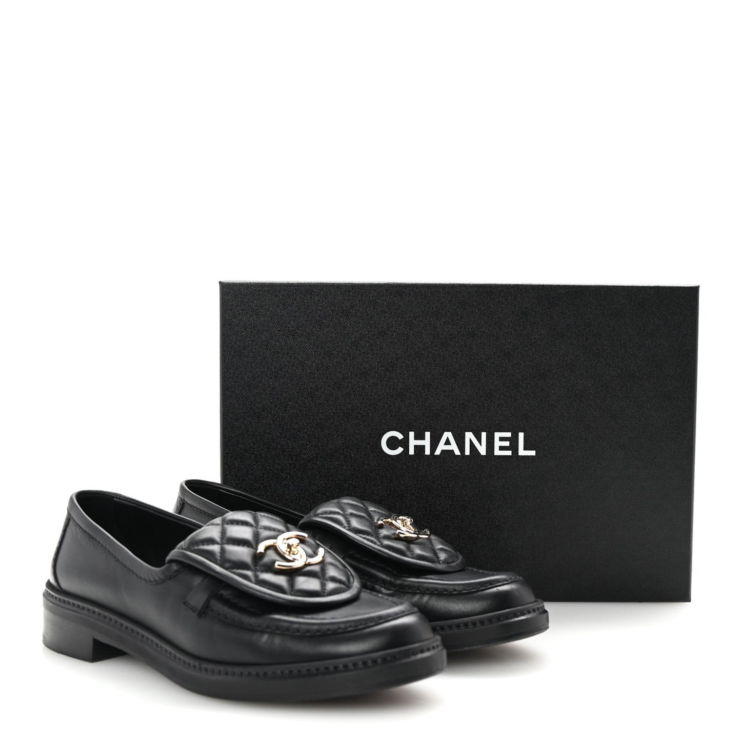 Lambskin Quilted CC Turnlock Loafers 37.5 Black