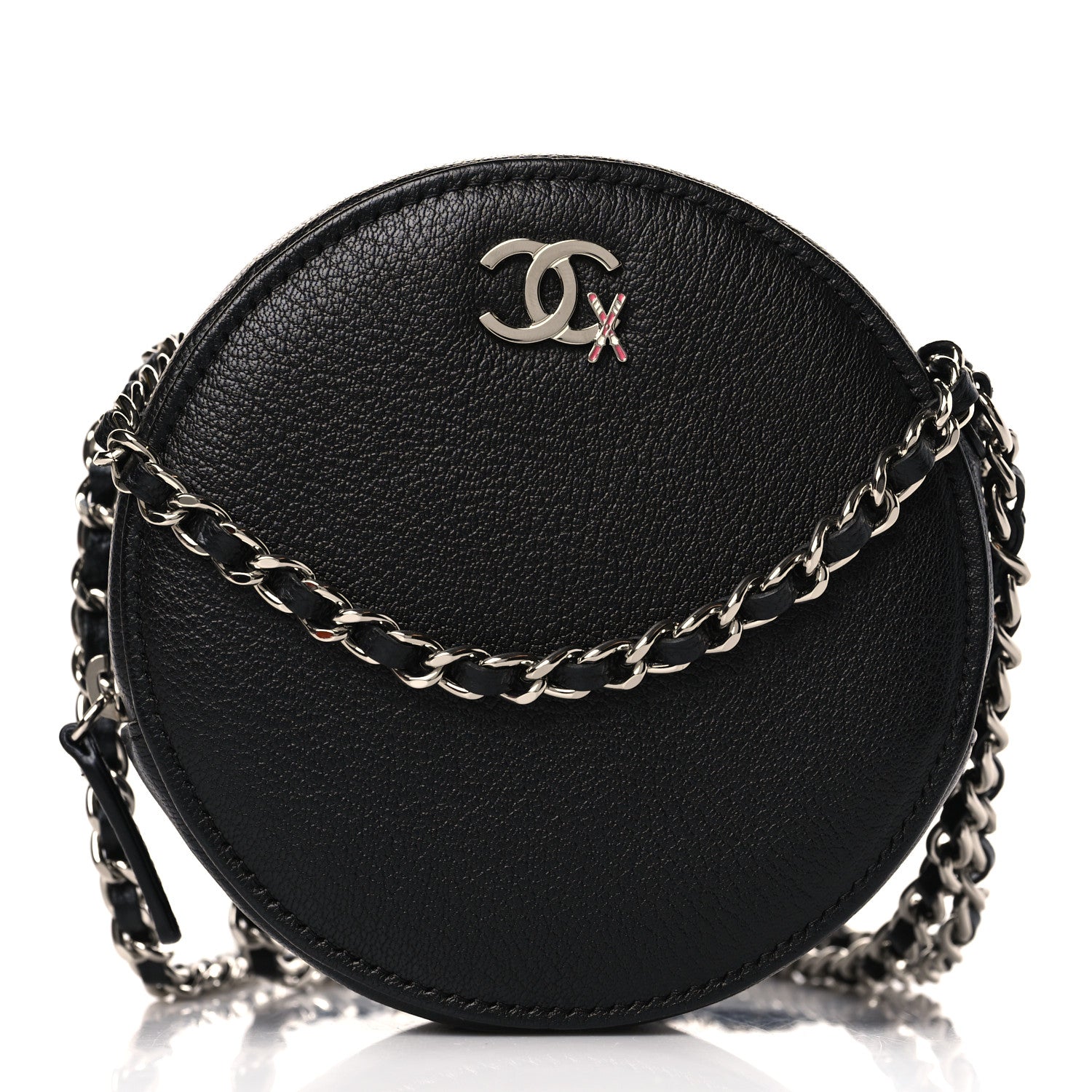 Chanel Goatskin Round Clutch With Chain Black 1 of 9