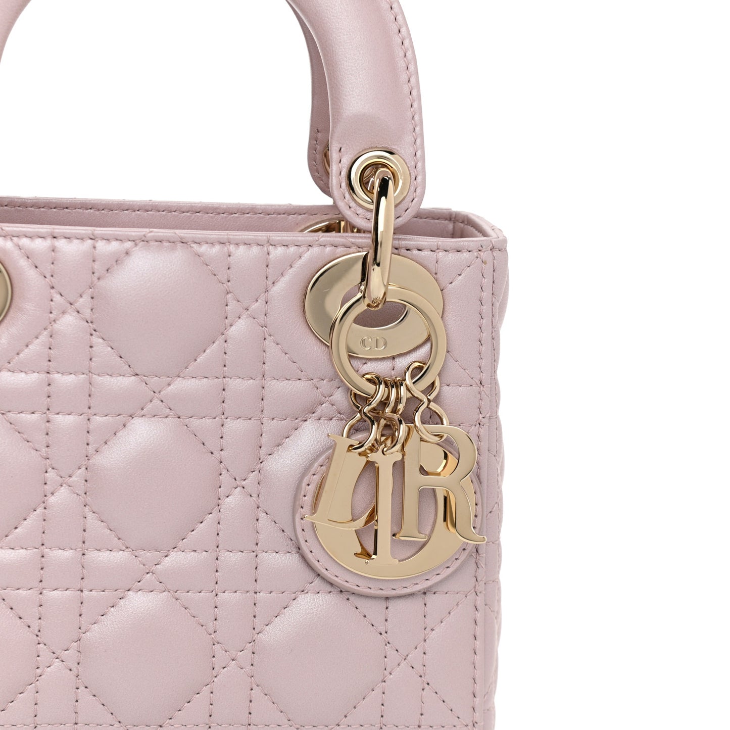 Metallic Lambskin Cannage Mini Lady Dior Lotus