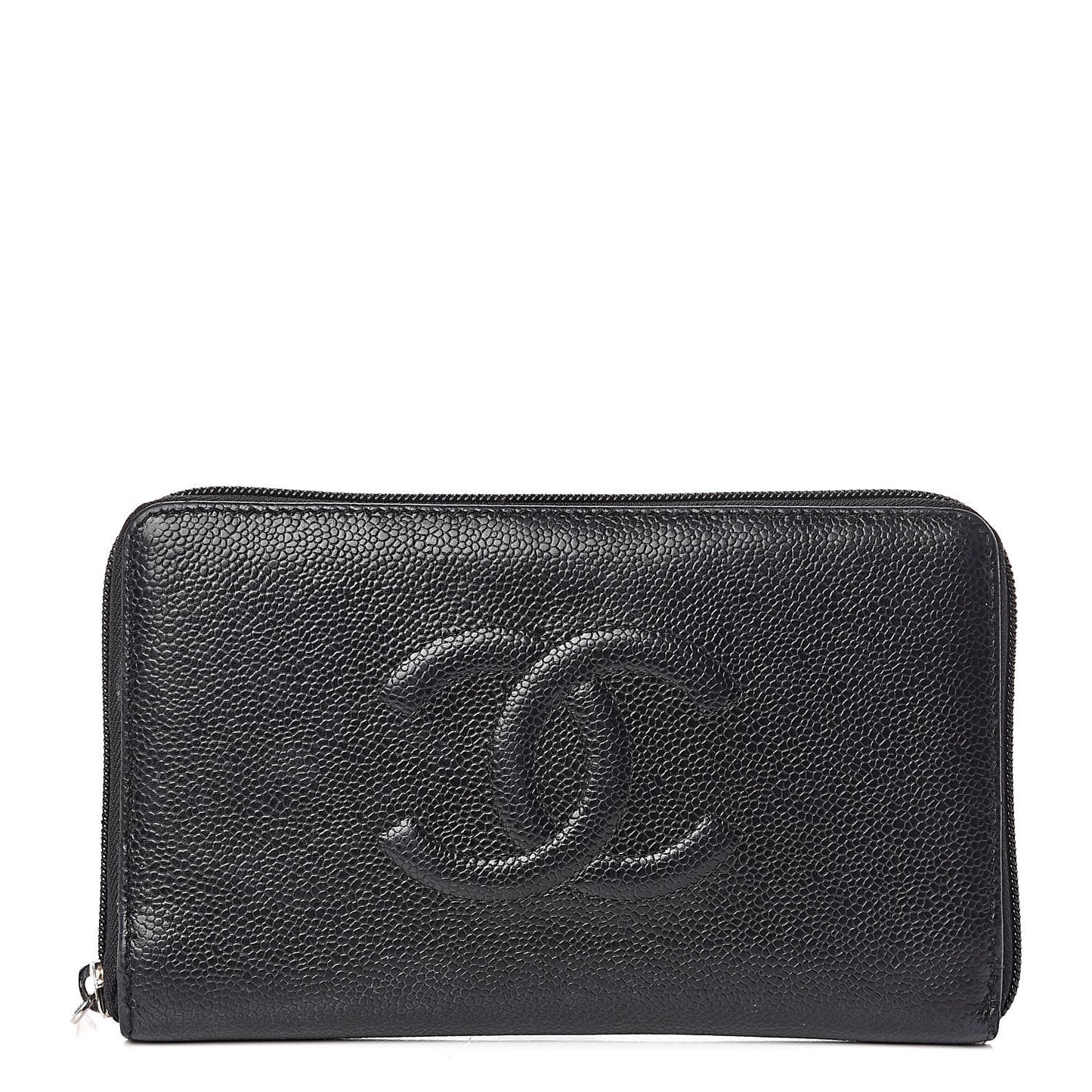 Caviar Large Timeless CC Zip Around Organizer Wallet Black