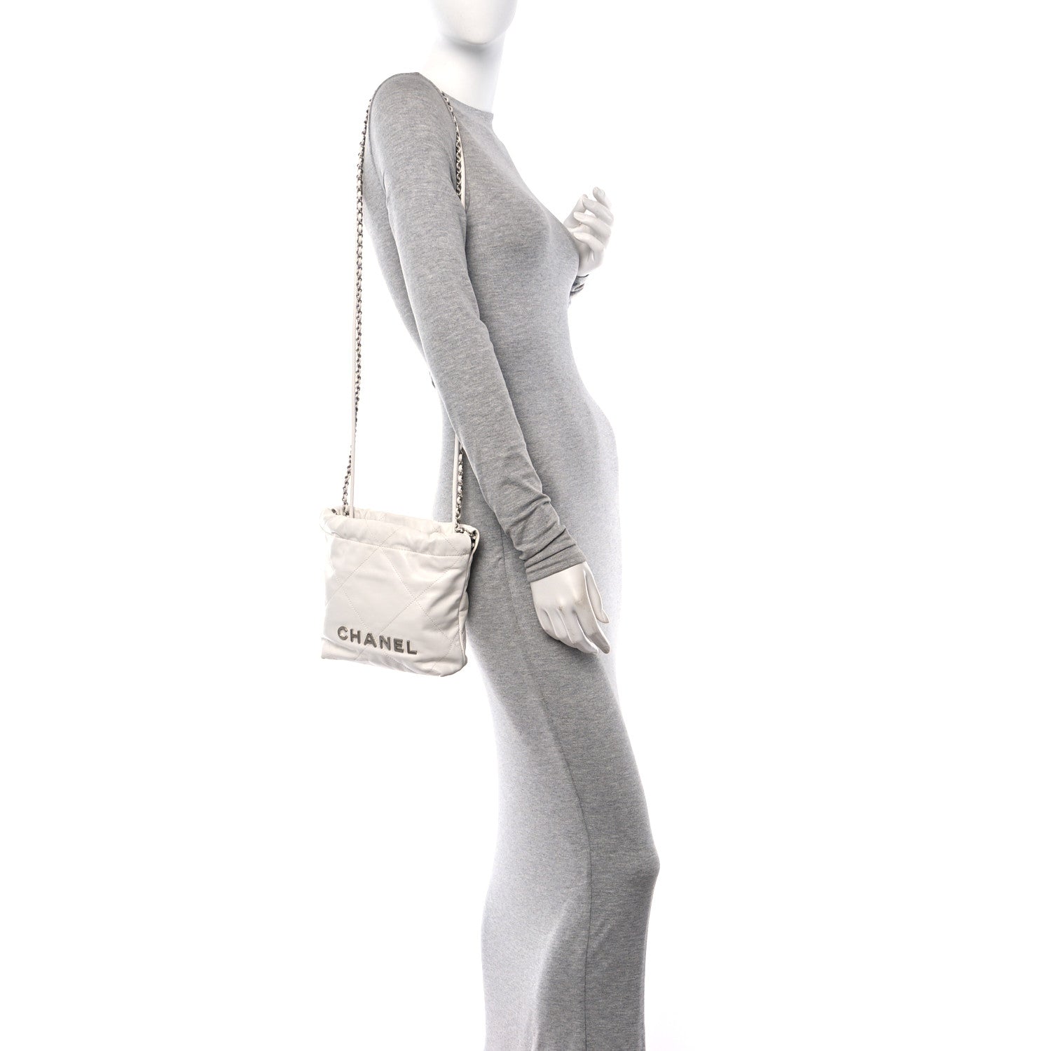 Chanel Shiny Calfskin Quilted Mini Chanel 22 White 2 of 10