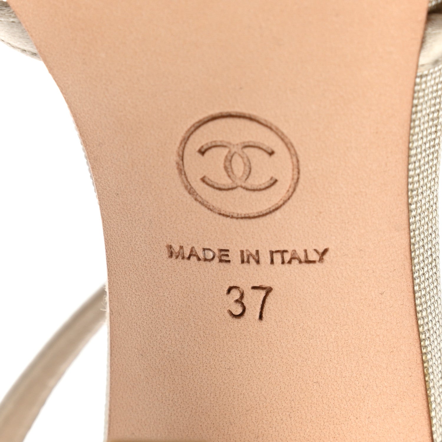 Chanel Satin Crystal Bow Sandals 37 Beige 6 of 8