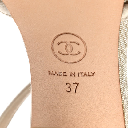 Chanel Satin Crystal Bow Sandals 37 Beige 6 of 8