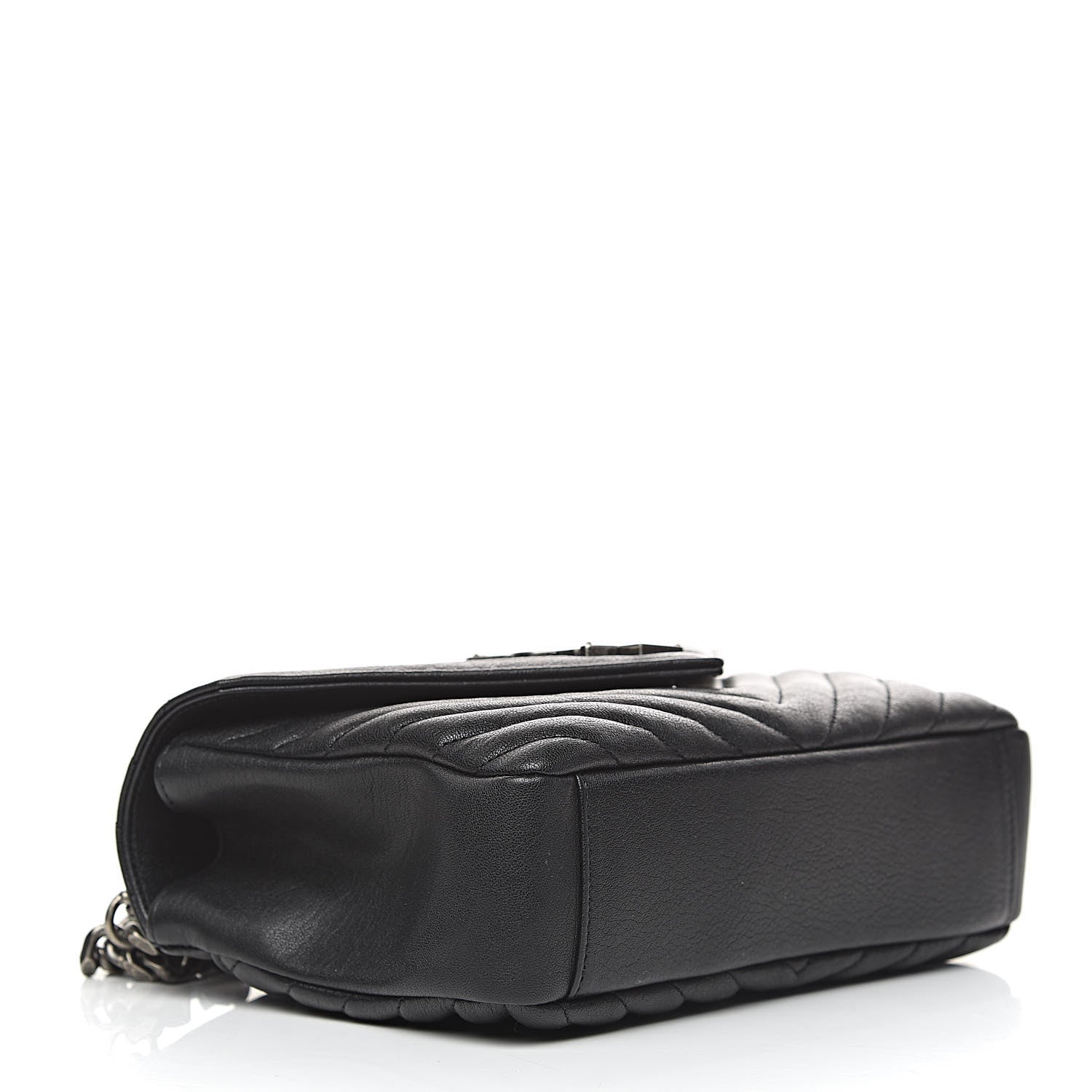 Saint Laurent Sheepskin Matelasse Chevron Monogram Medium College Bag Black 4 of 10