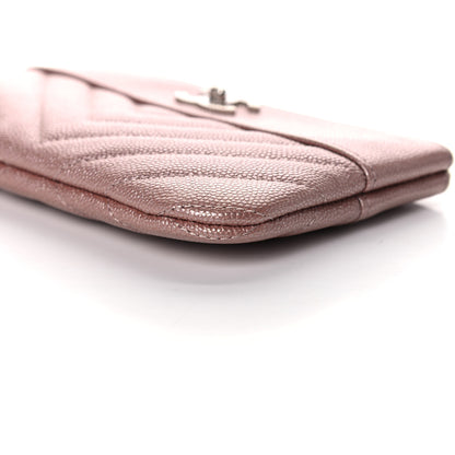 Chanel Metallic Caviar Chevron Quilted Small Vintage Mademoiselle Cosmetic Case Pink 9 of 10
