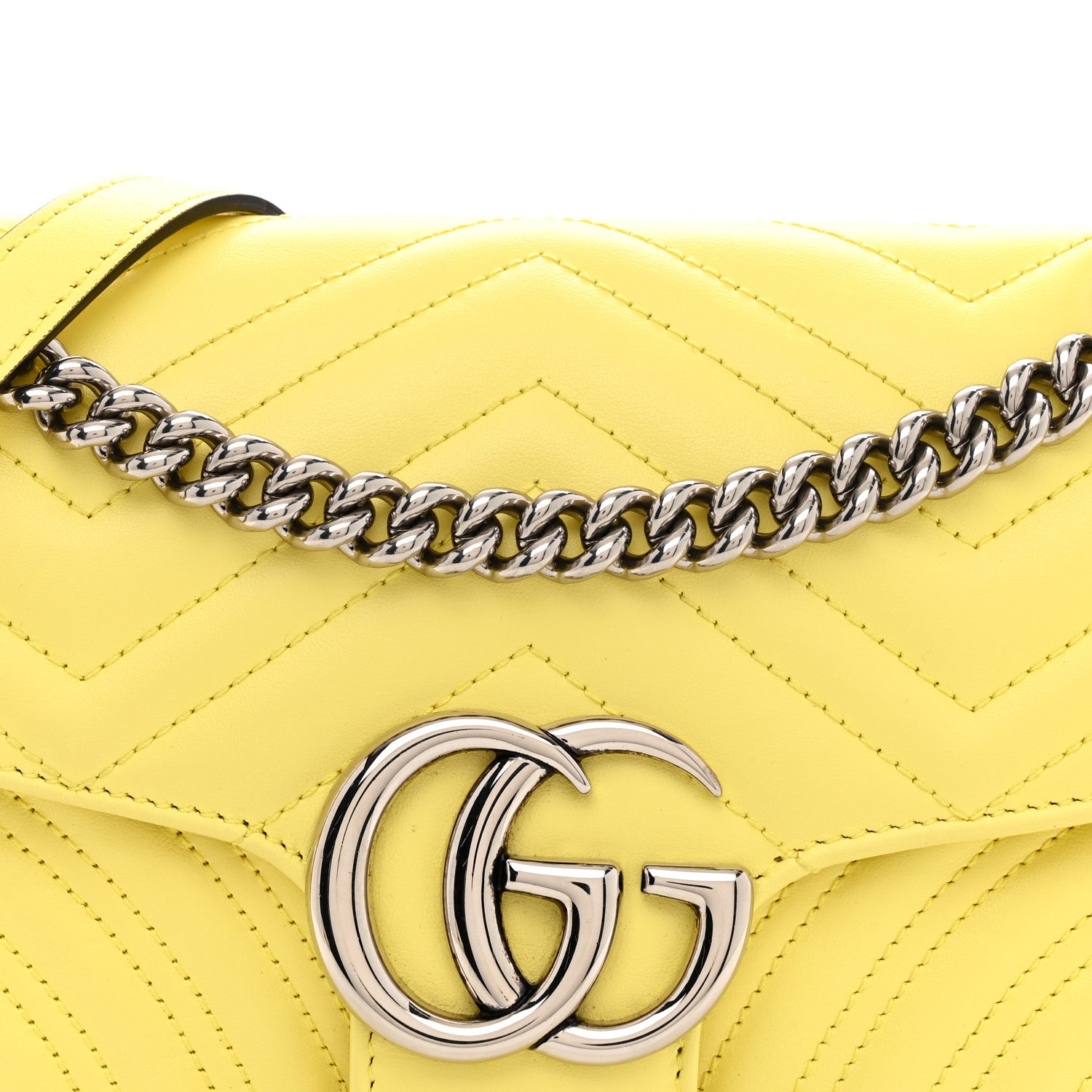 Gucci Calfskin Matelasse Small GG Marmont Shoulder Bag Banana 8 of 10