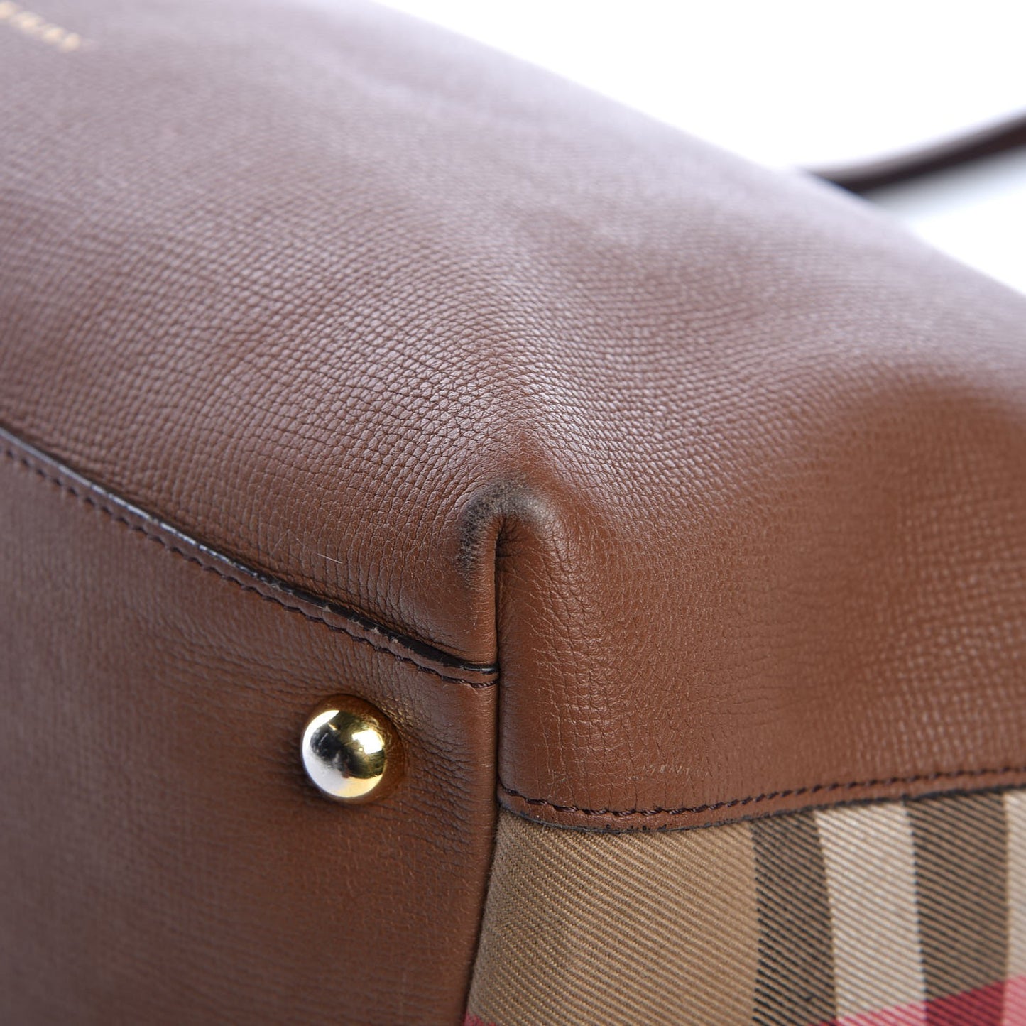 Derby Calfskin House Check Medium Welburn Tote Tan
