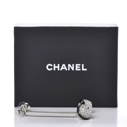 Chanel Crystal CC Drop Earrings Silver Black 6 of 6