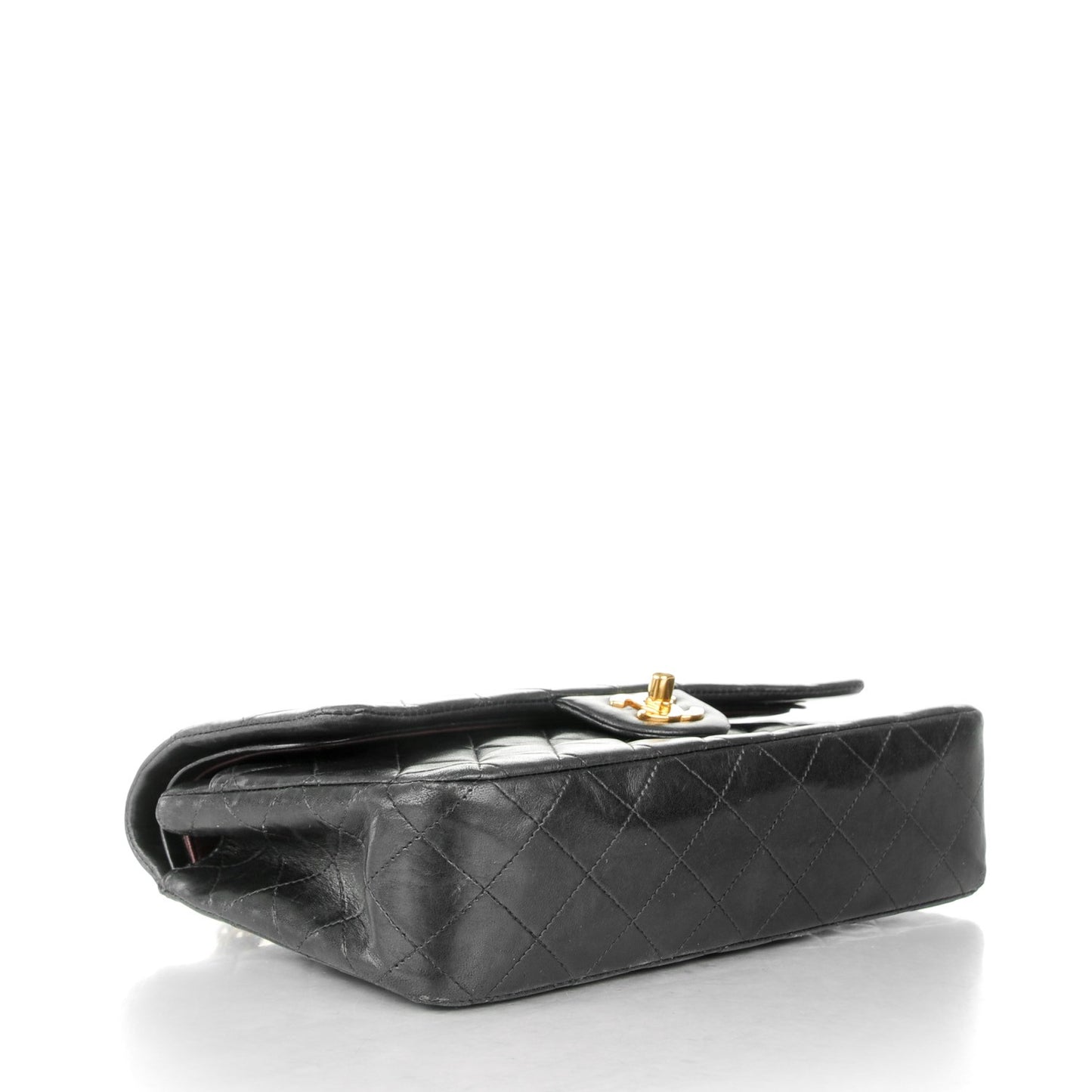 Lambskin Quilted Medium Double Flap Black