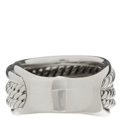 David Yurman Sterling Silver 15mm Wide Crossover Cable Ring 3 of 4