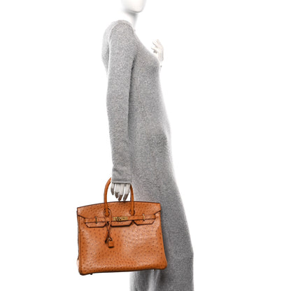 Hermes Ostrich Birkin 35 Cognac 2 of 12