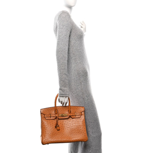 Ostrich Birkin 35 Cognac
