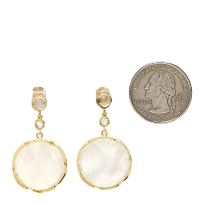 Irene Neuwirth 18K Yellow Gold Diamond Moonstone Screw-Back Drop Earrings 2 of 4