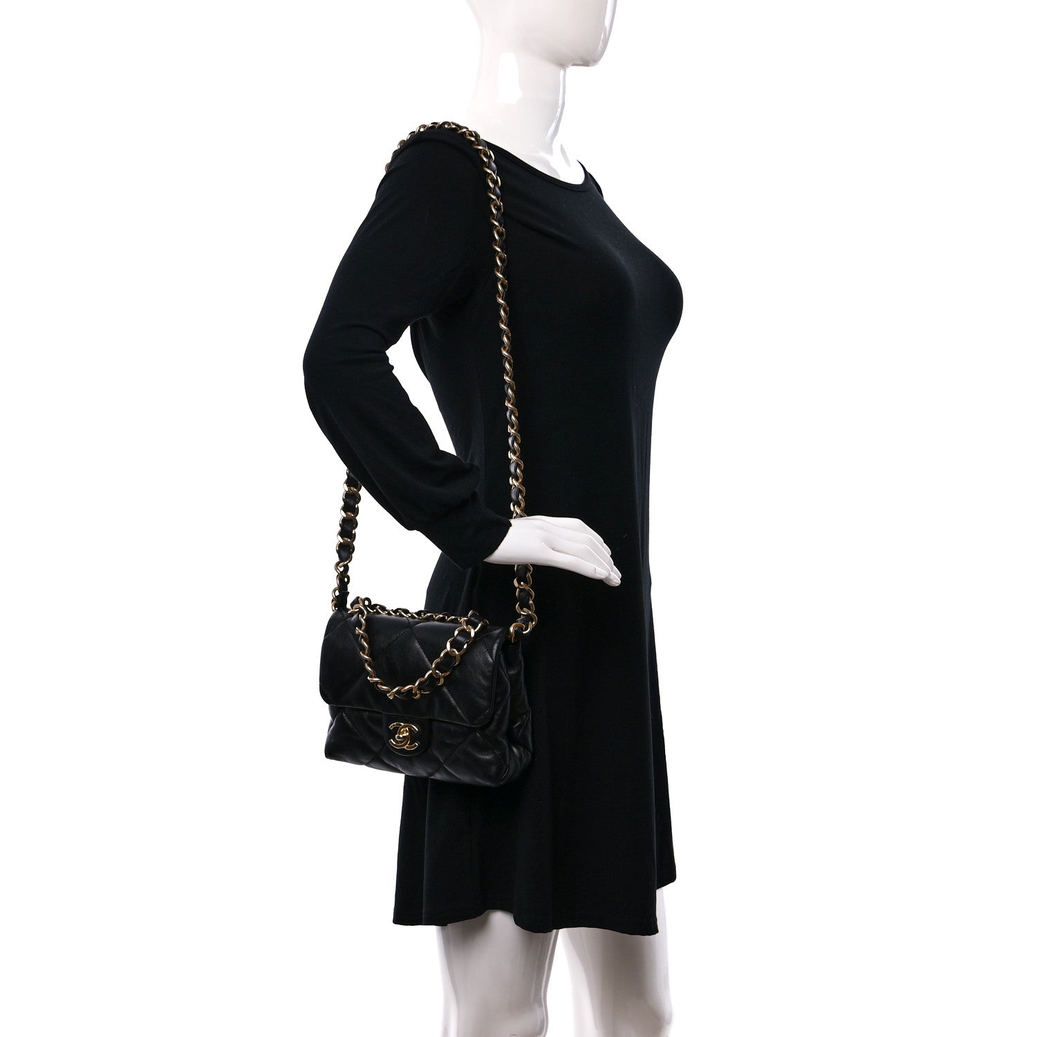 Chanel Lambskin Quilted Small Chain Top Handle Flap Black 3 of 10