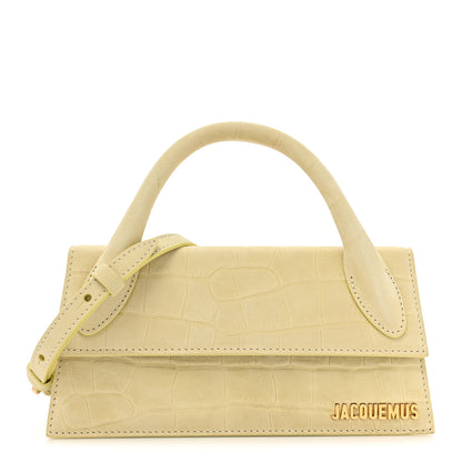 Jacquemus Calfskin Crocodile Embossed Le Chiquito Long Pale Yellow 1 of 14