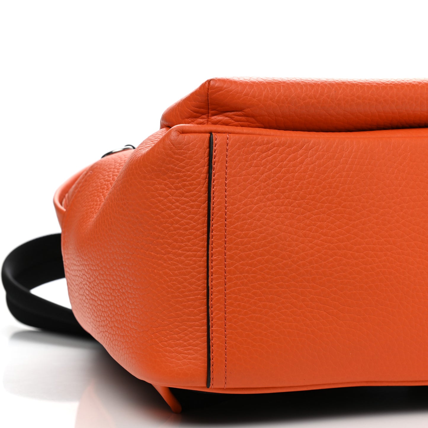 Heavy Grain Calfskin Zipped Backpack Mandarin Orange
