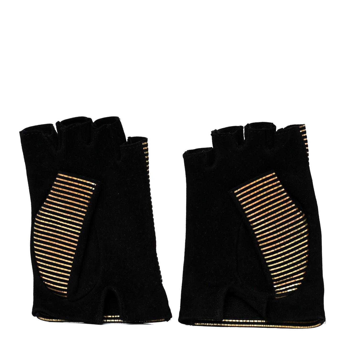 Lambskin Fingerless Gloves 7.5 Black Gold