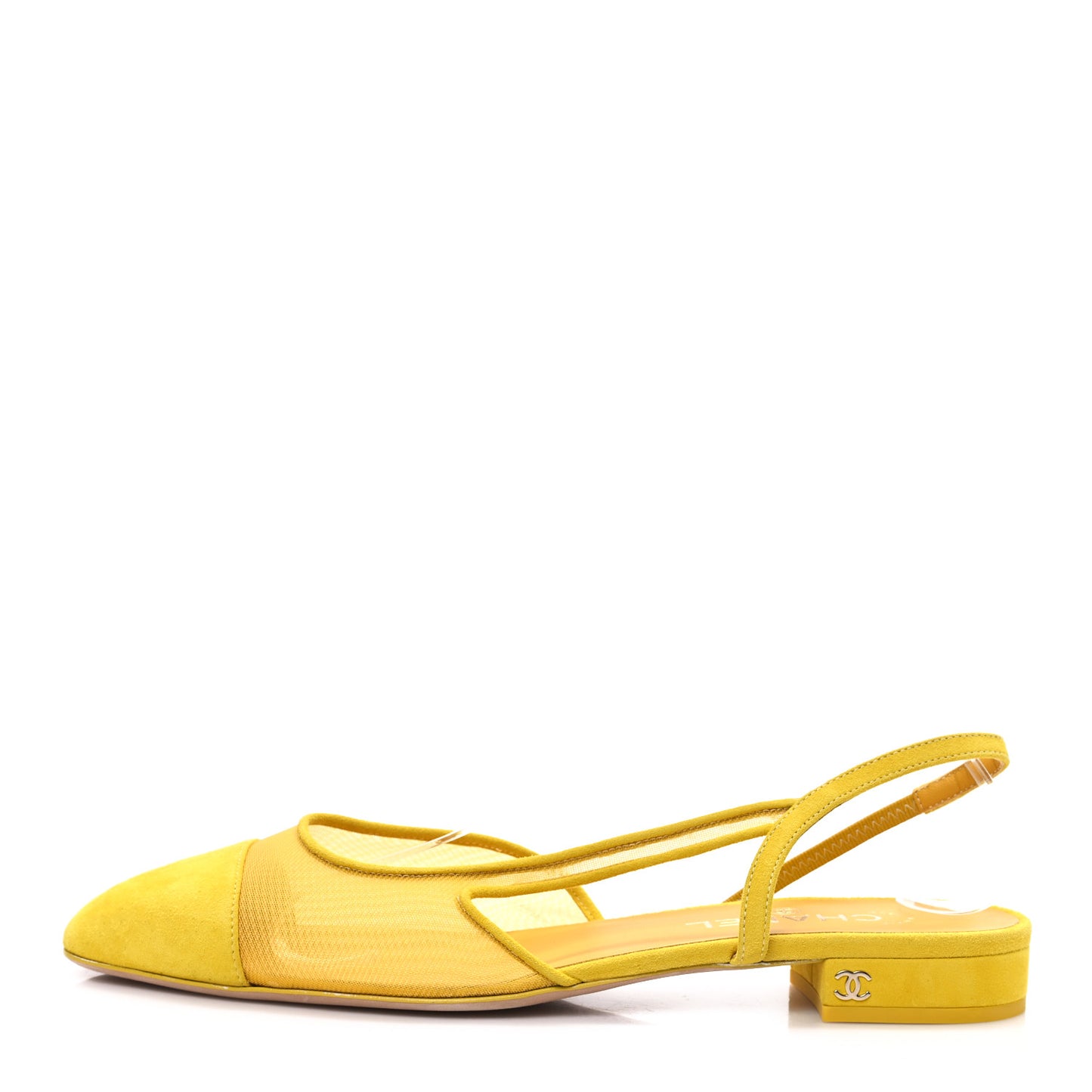 Mesh Suede Kidskin Cap Toe CC Slingback Flat 41 Yellow