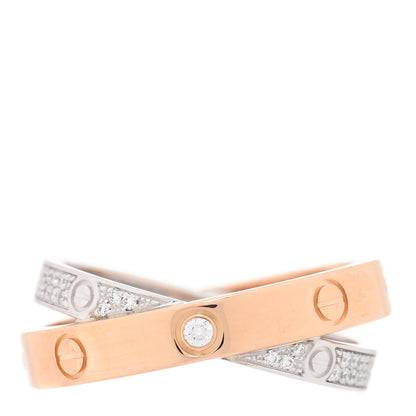 Cartier 18K Pink White Gold Diamond LOVE Pave Ring 53 6.5 1 of 4