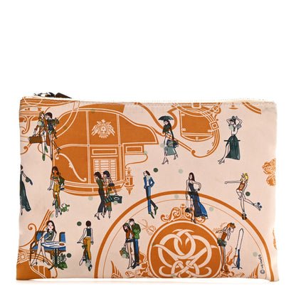 Hermes Technical Silk Ex-Libris Les Parisiennes Silky Pocket Cosmetic Case Sesame Nata Bronze 1 of 11