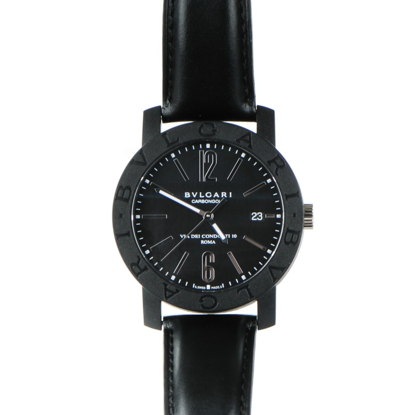 Carbon Calfskin 40mm Carbongold Automatic Watch Black